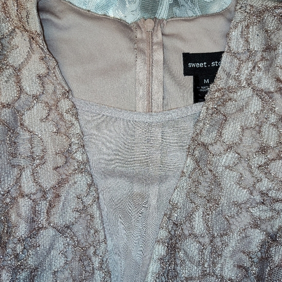 Tan Sheath Dress Sleeveless V-neck Wedding Guest - Picture 9 of 11